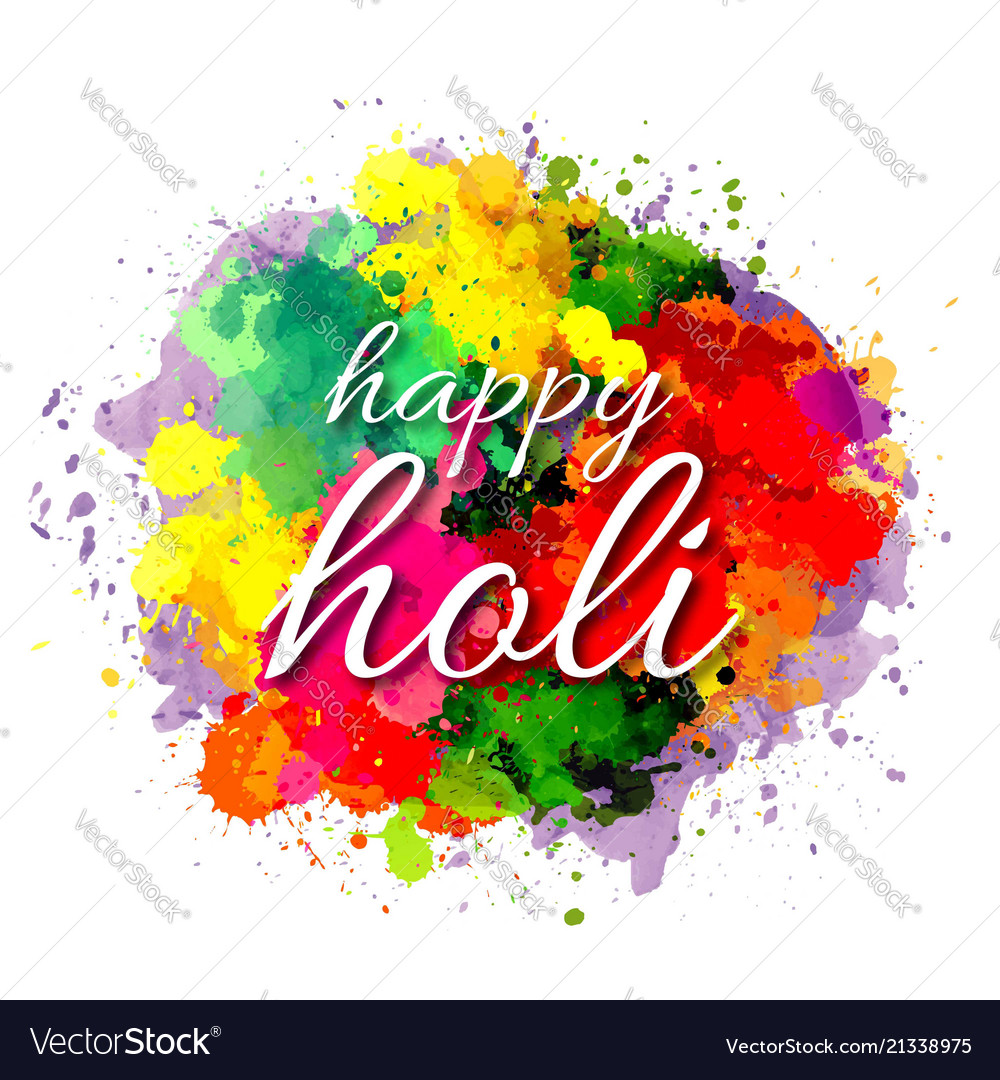 Happy holi watercolor splash background Royalty Free Vector