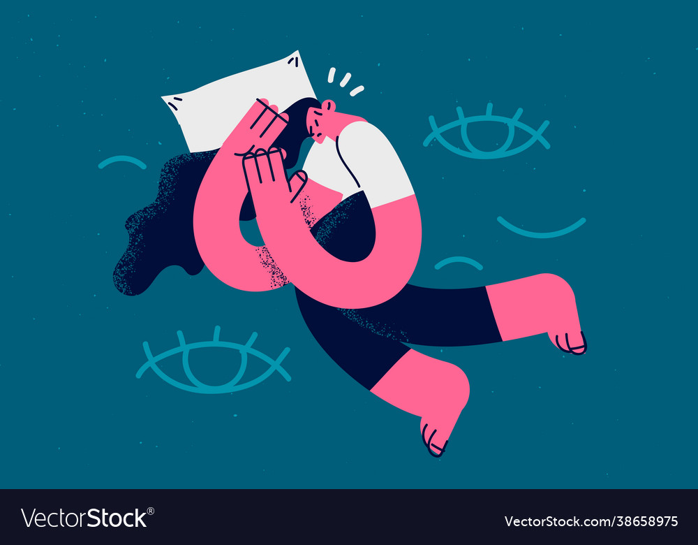 Insomnia and having problems with sleep concept vector image Insomnia and having problems with sleep concept
