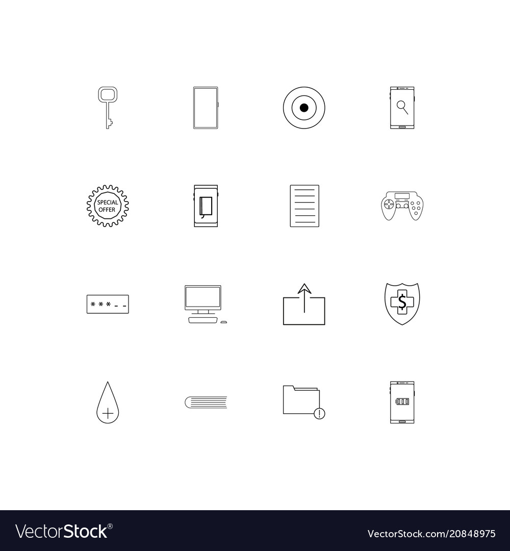 Internet technologies linear thin icons set