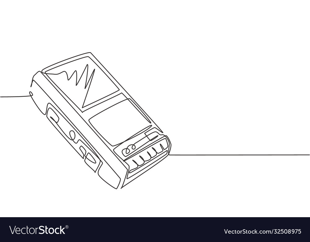 One continuous line drawing retro old classic