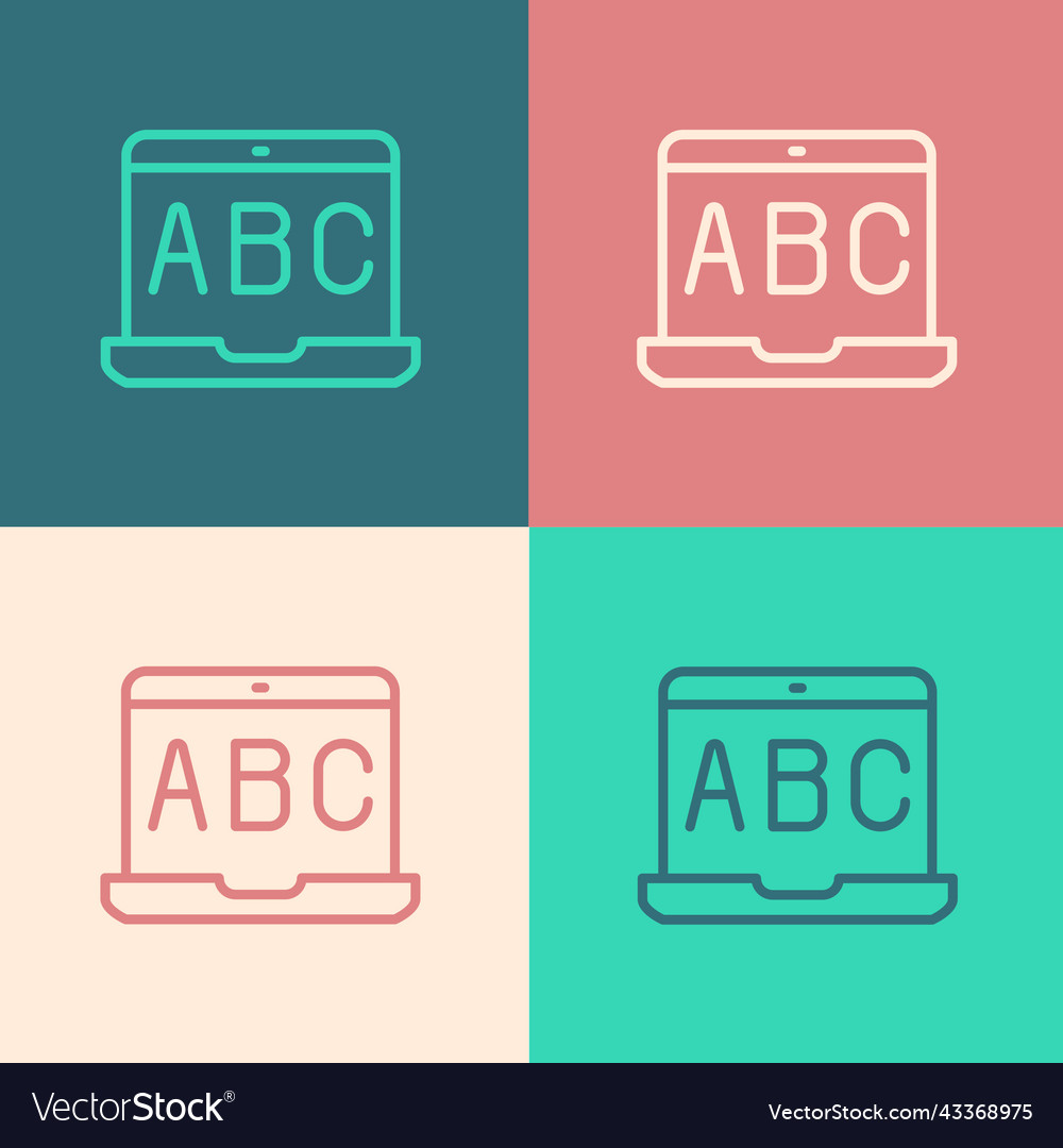 Pop art line e-learning of different foreign