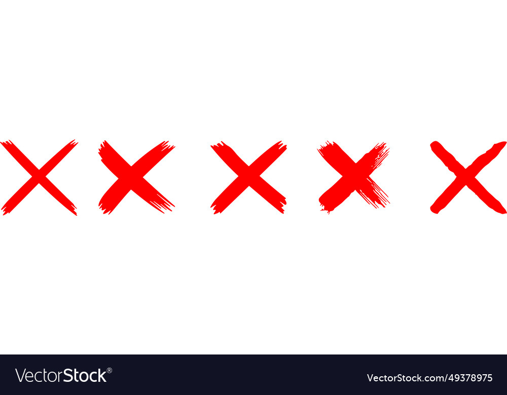 Red cross sign set wrong mark collection
