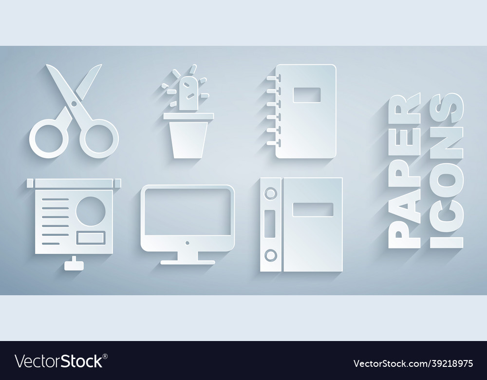 Set computer monitor screen spiral notebook vector image Set computer monitor screen spiral notebook