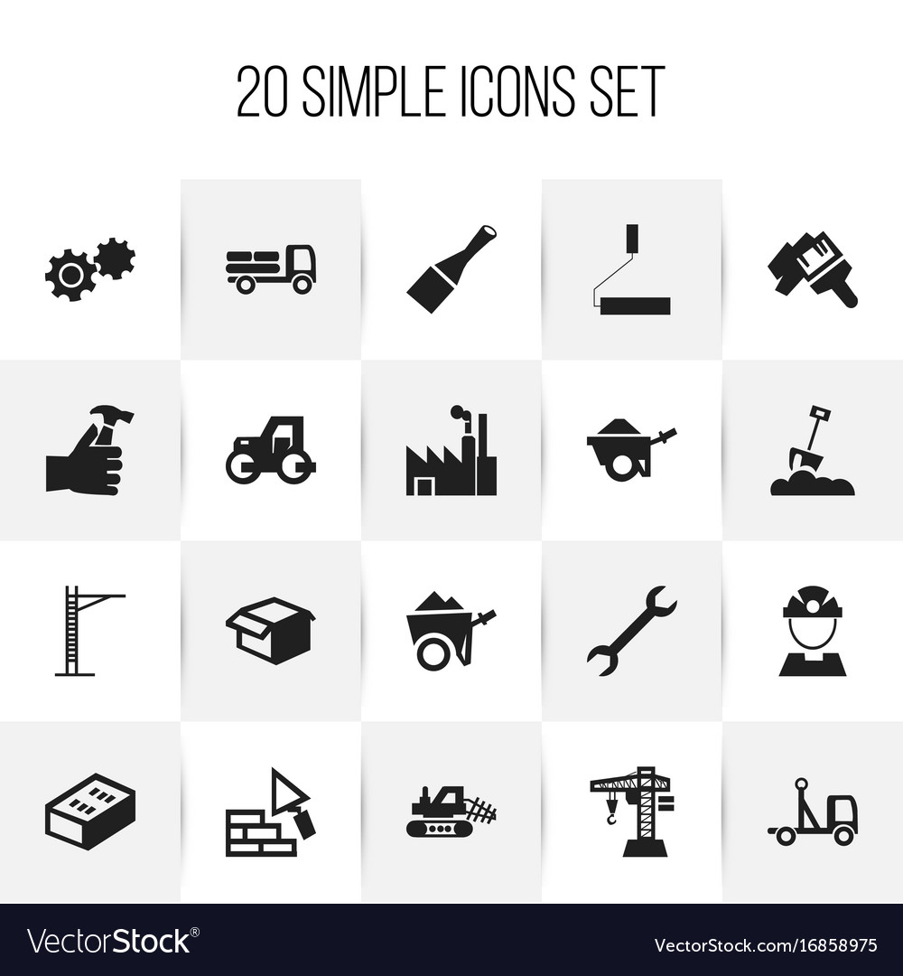 Set of 20 editable building icons includes
