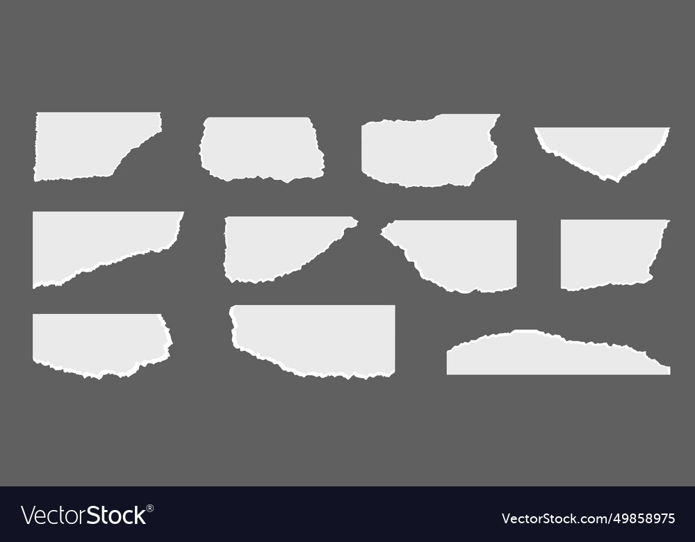 Torn paper scrap with ragged edges set ripped Vector Image