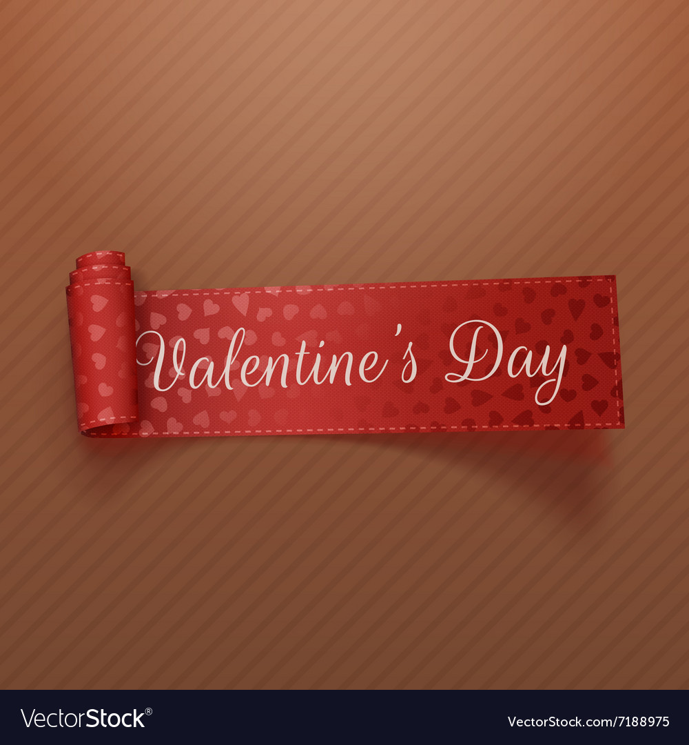 Valentines day scroll red ribbon with hearts