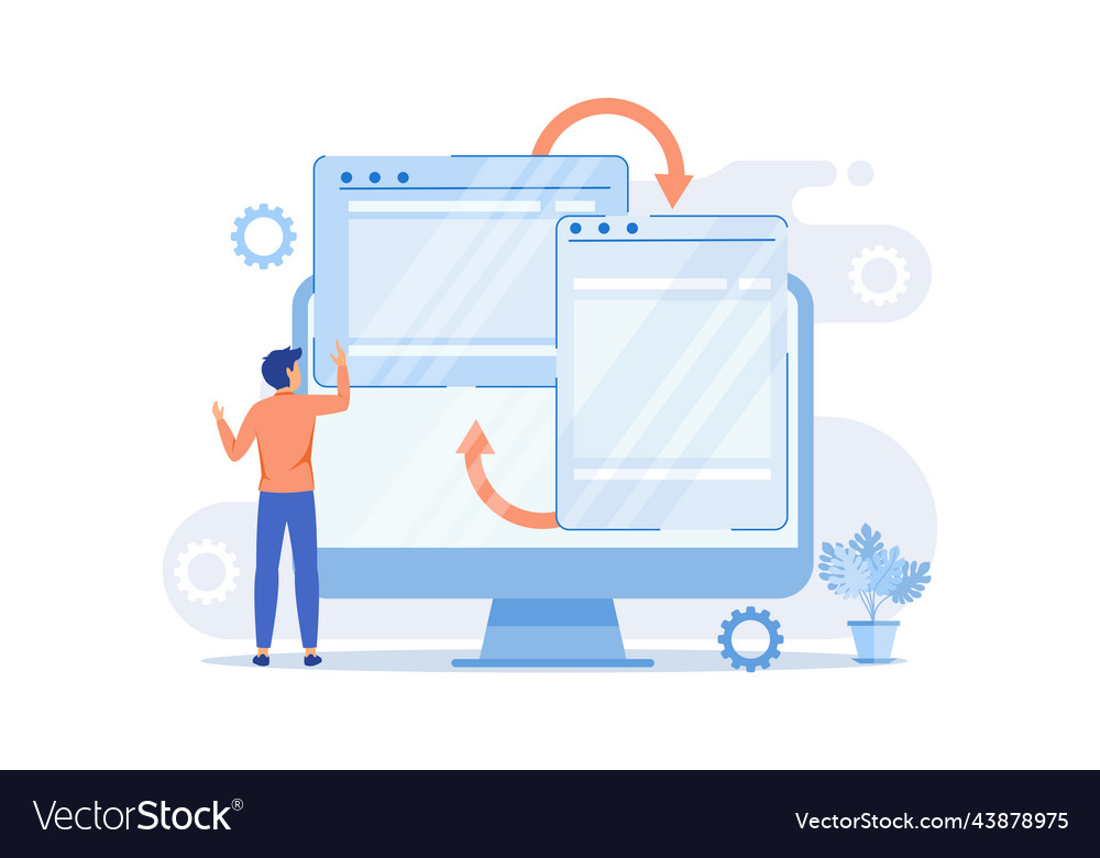 Website responsive design development computer vector image Website responsive design development computer