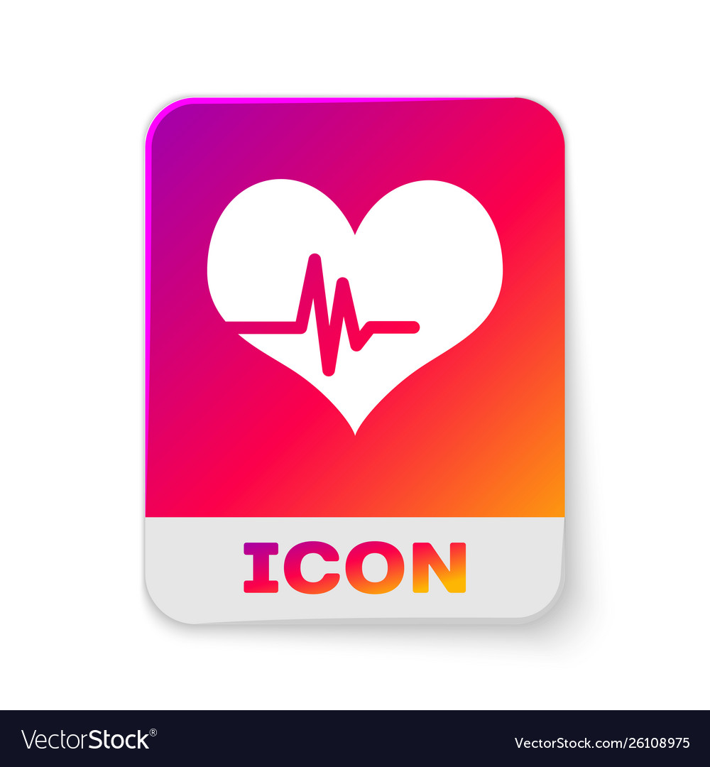 White heart rate icon isolated on