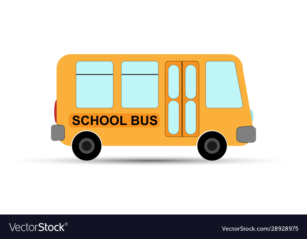 Yellow bus with words school bus Royalty Free Vector Image