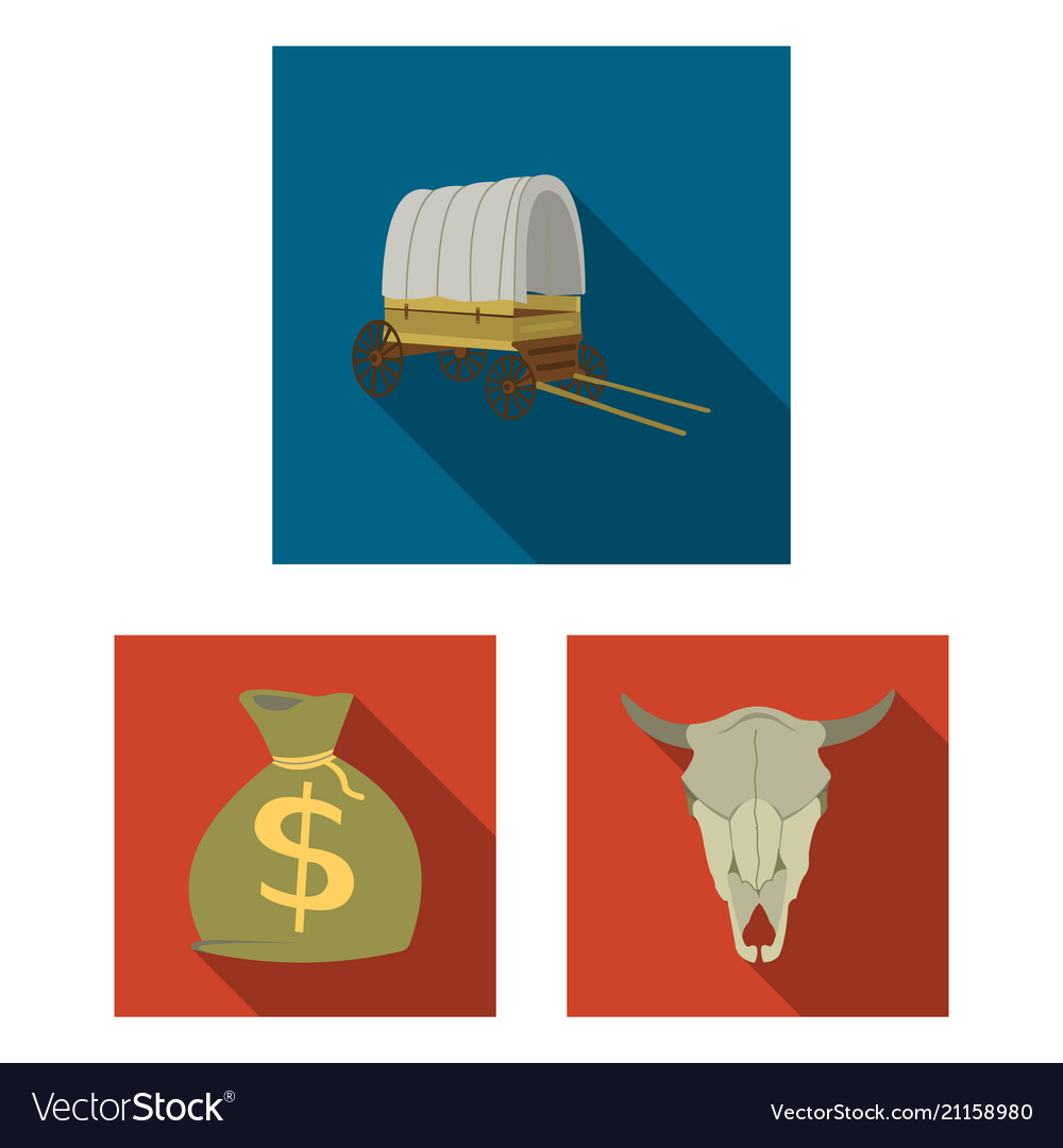 Attributes of the wild west flat icons in set