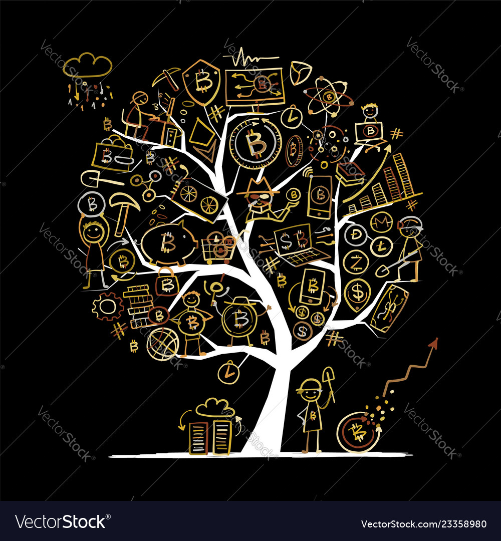 Bitcoin cryptocurrency and blockchain technology vector image Bitcoin cryptocurrency and blockchain technology