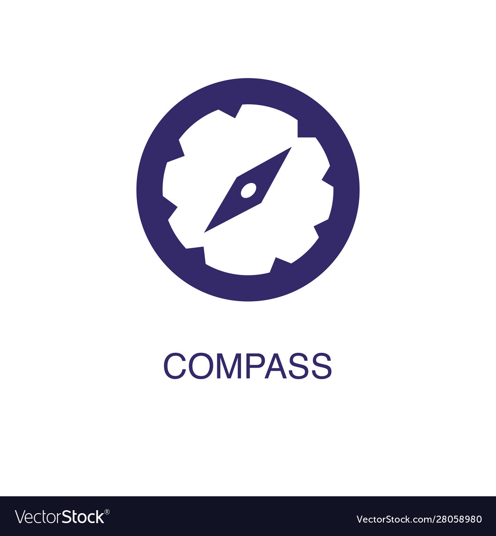 Compass element in flat simple style on white