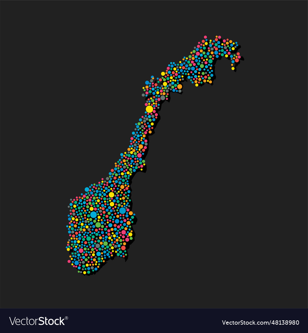 Creative map norway from random colorful dots vector image Creative map norway from random colorful dots