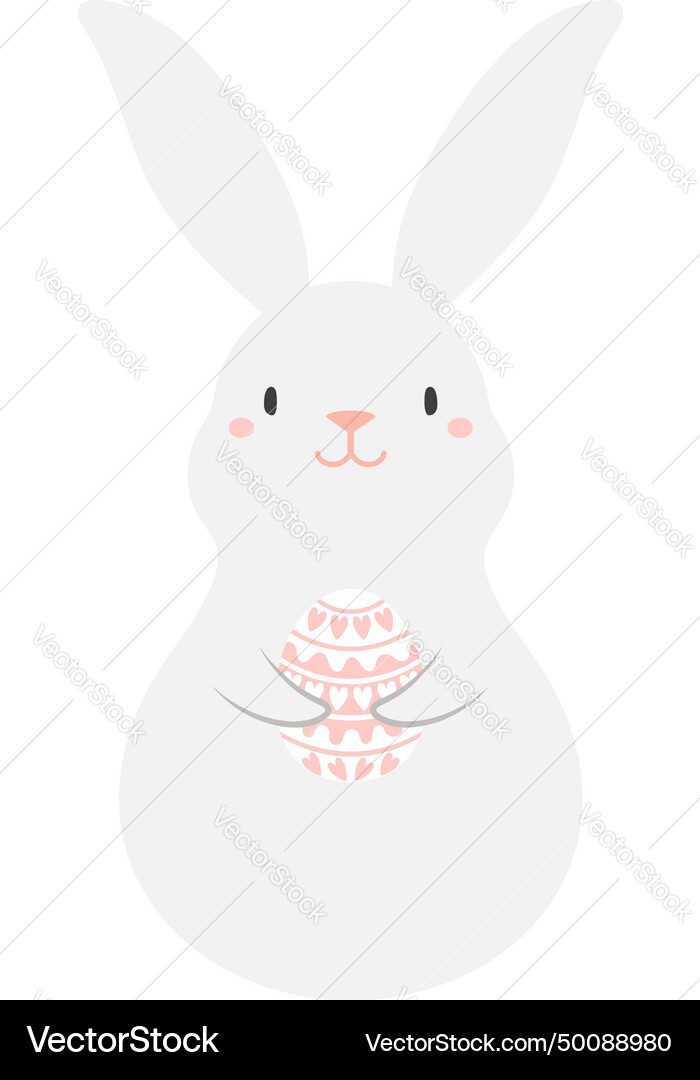 Cute easter bunny rabbit hare holding egg Vector Image