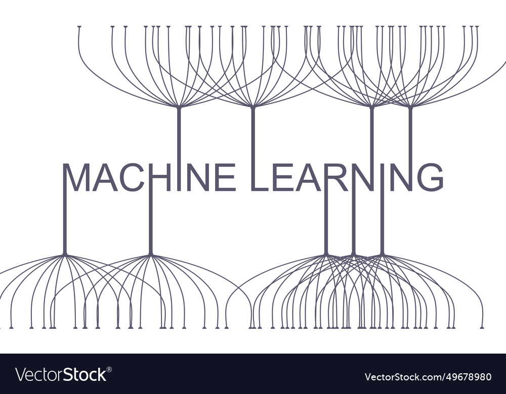 Deep learning machine and big data vector image Deep learning machine and big data