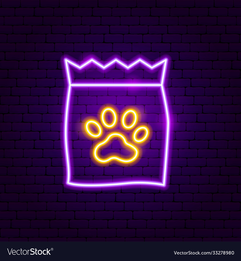 Pet food pack neon sign