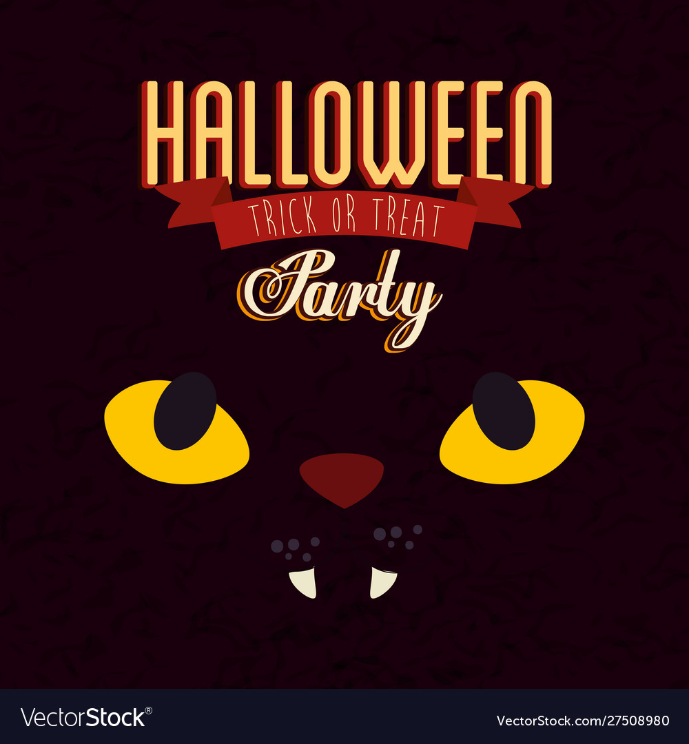 Poster Party halloween mit Gesicht Katze