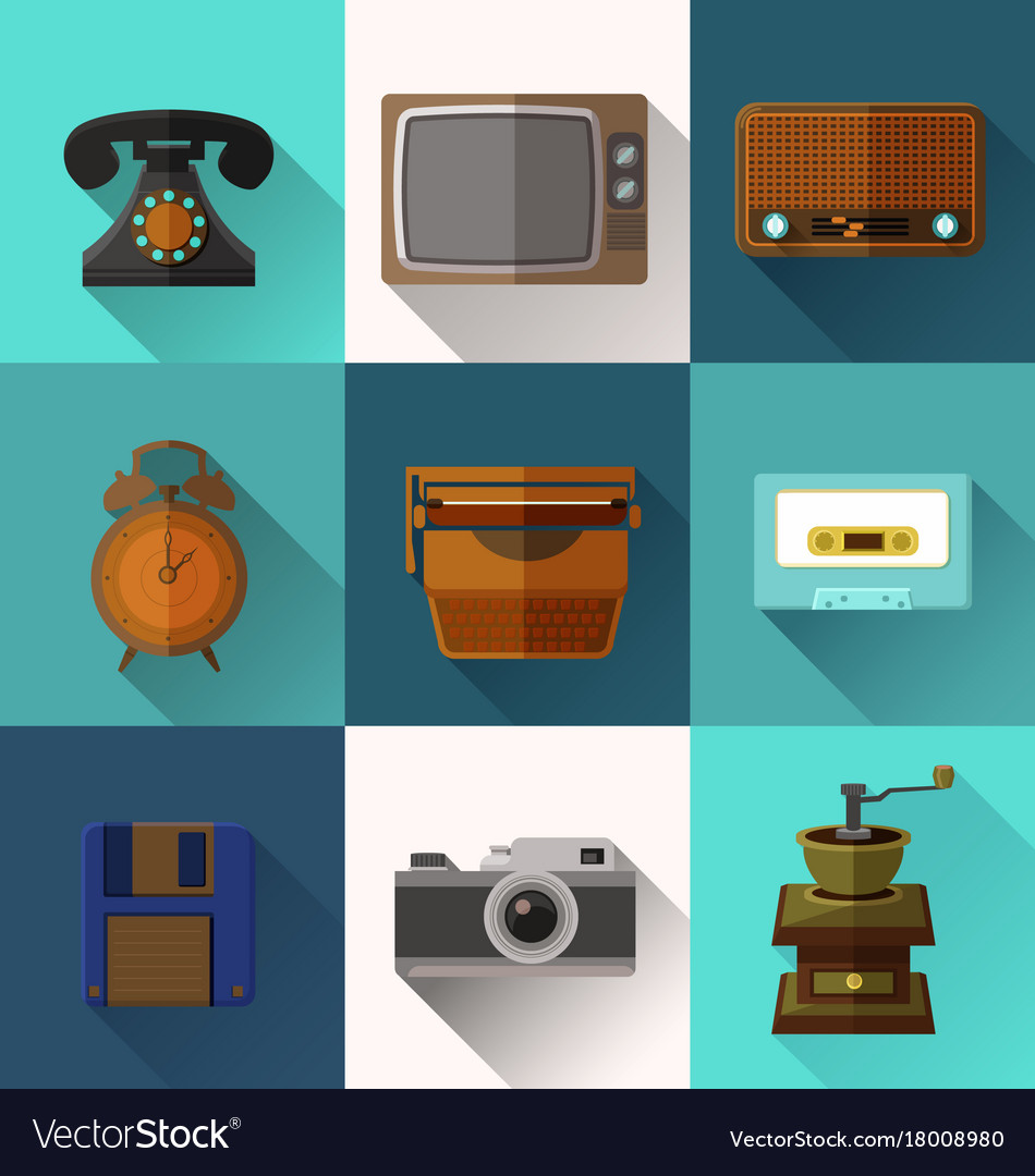 Retro object icons Royalty Free Vector Image - VectorStock