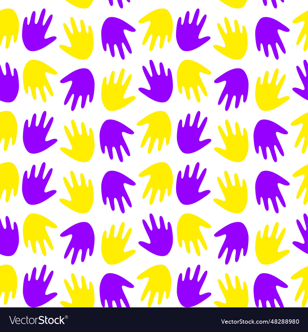 Seamless pattern with multicolored handprints