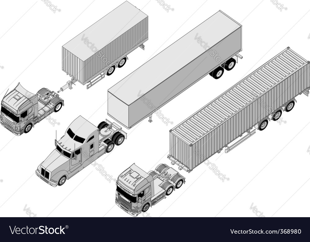 Semi truck set Royalty Free Vector Image - VectorStock