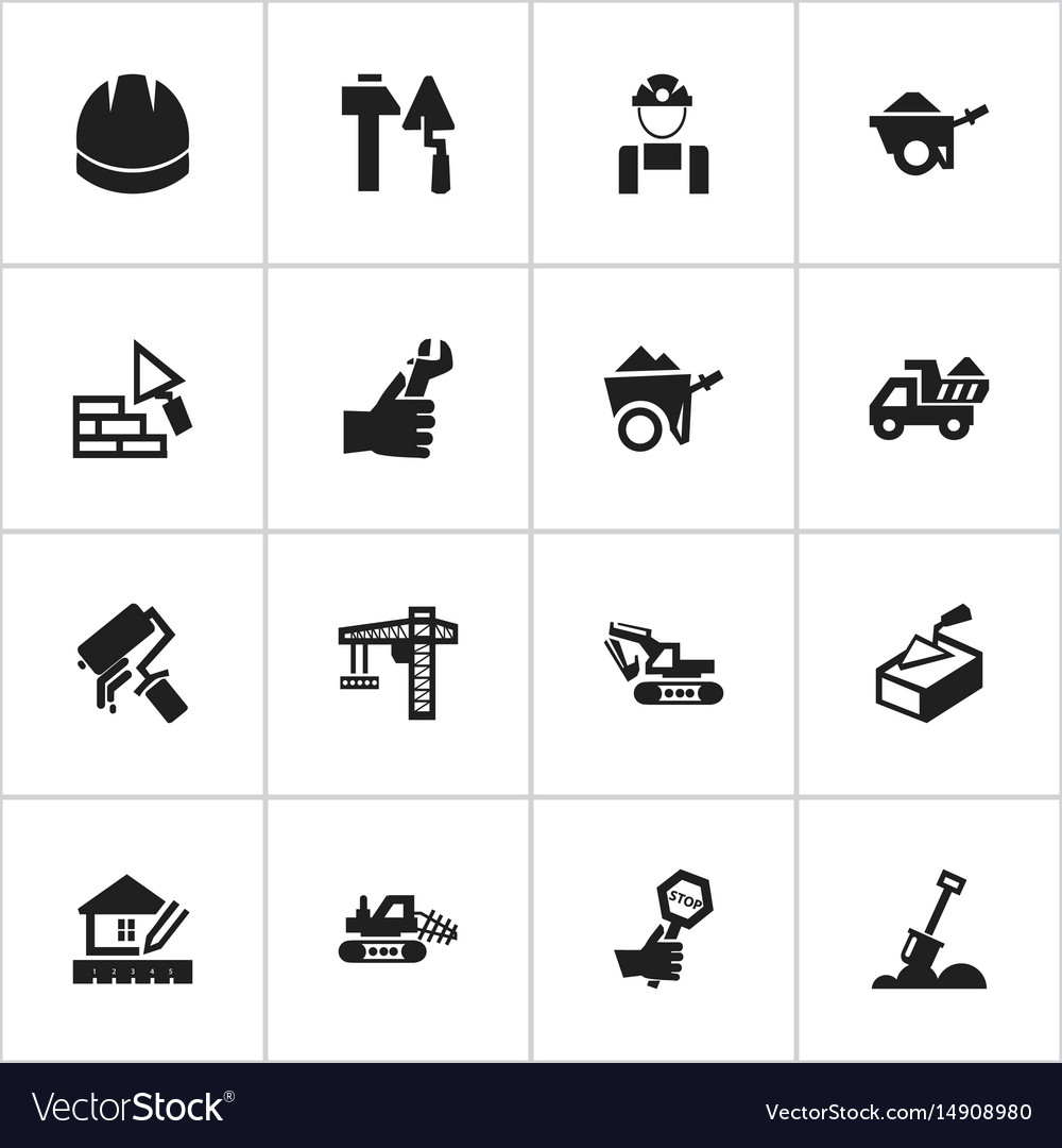 Set of 16 editable structure icons includes