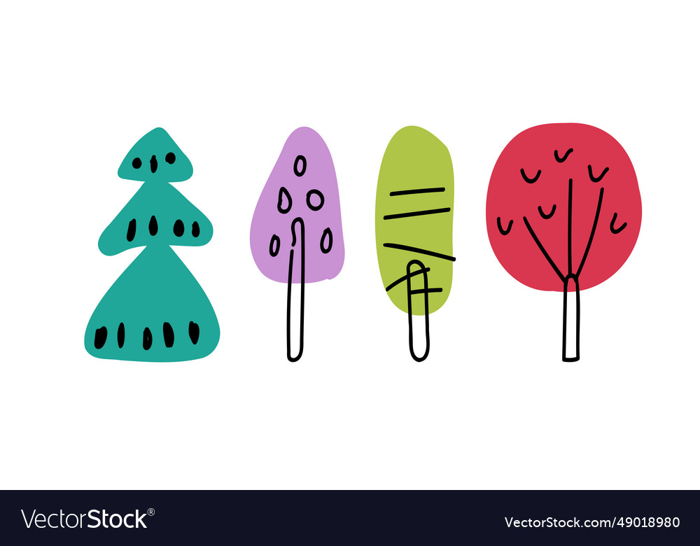 Set of trees in a minimalist style vector image Set of trees in a minimalist style