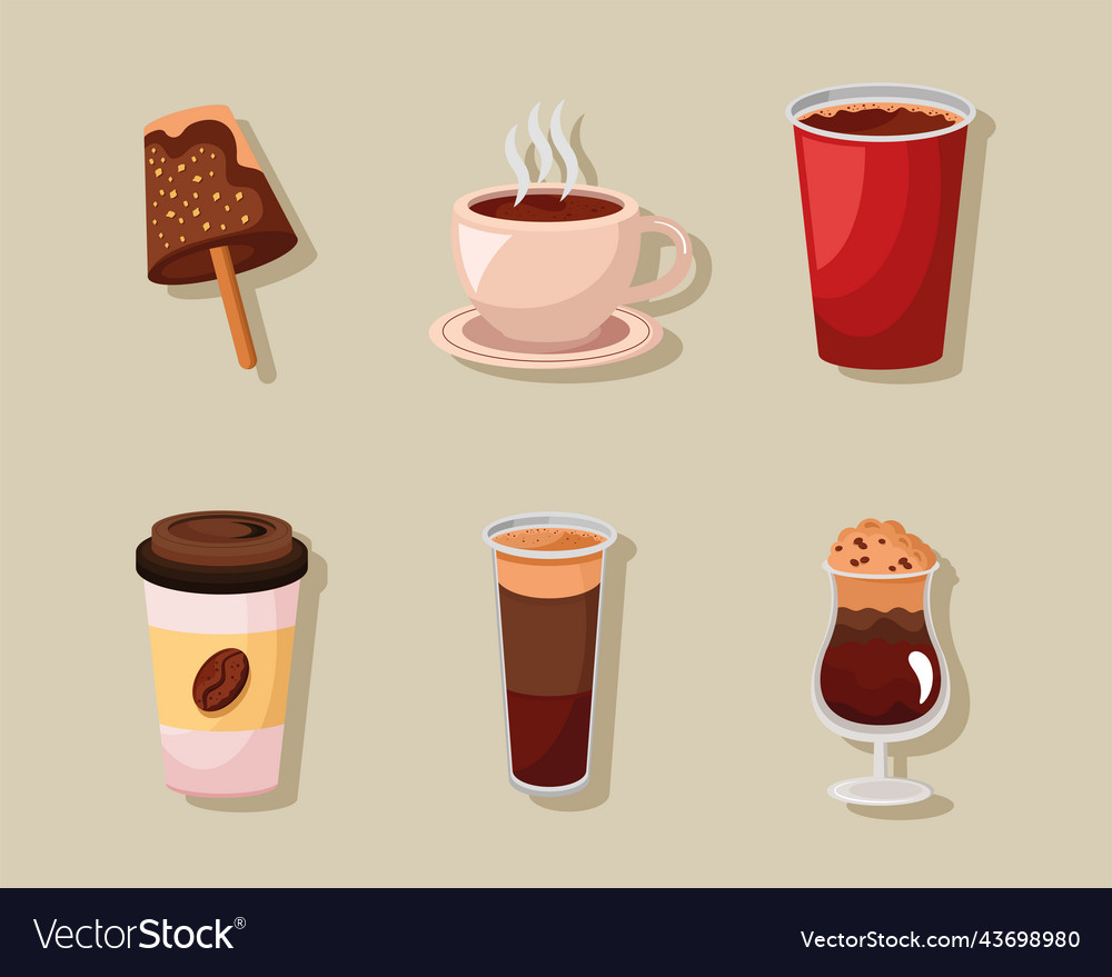 Six Coffee Drink Icons Royalty Free Vector Image