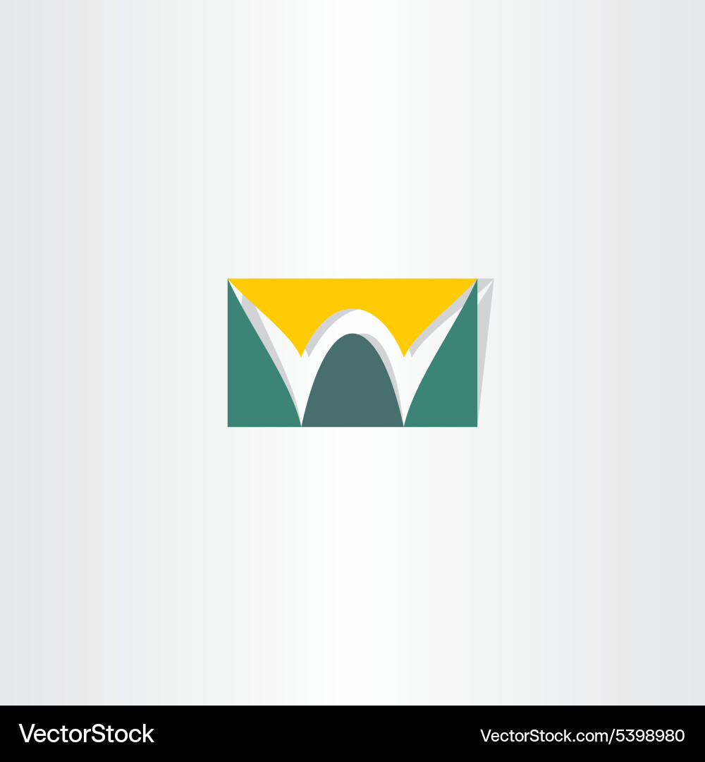 Stylized logo letter w green and yellow Royalty Free Vector