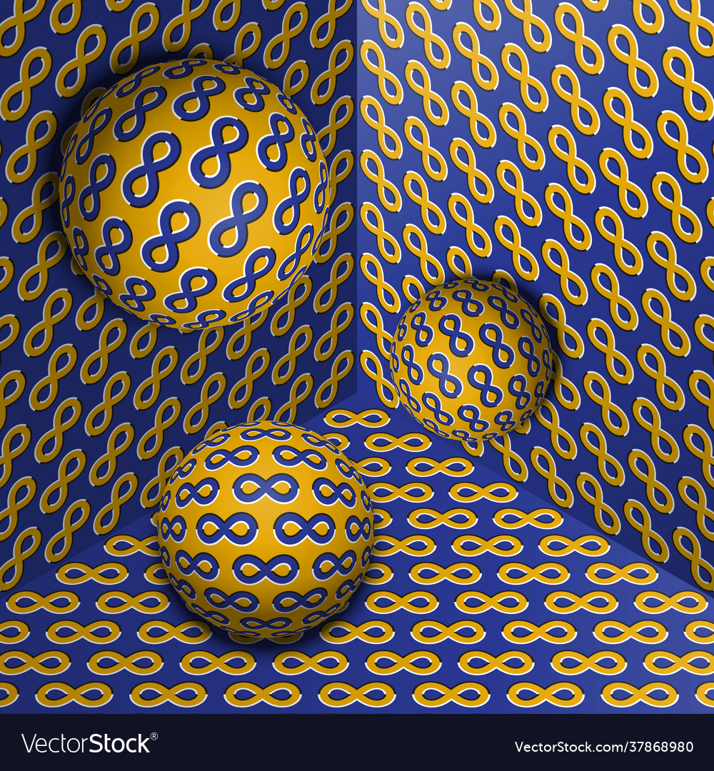 Three spheres move in corner optical illusion