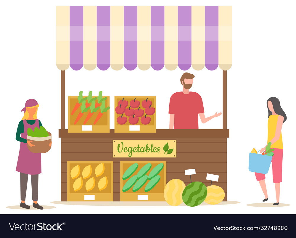 Vegetables marketplace vegetarian food Royalty Free Vector