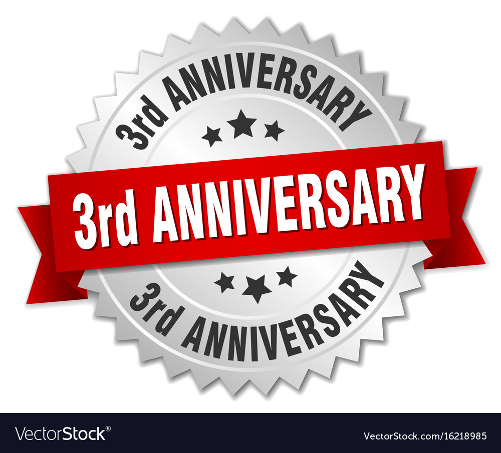 3rd anniversary round isolated silver badge