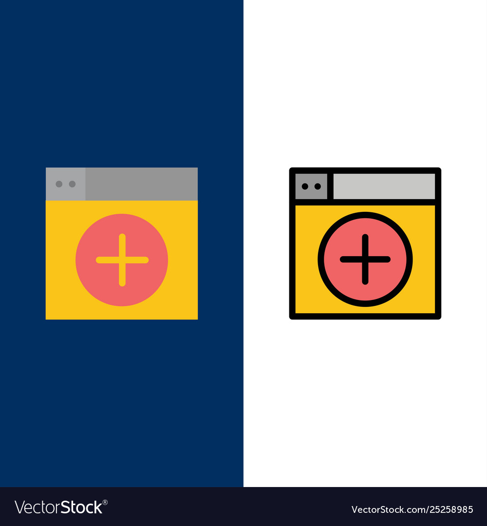Add window new graphics app icons flat and line vector image Add window new graphics app icons flat and line