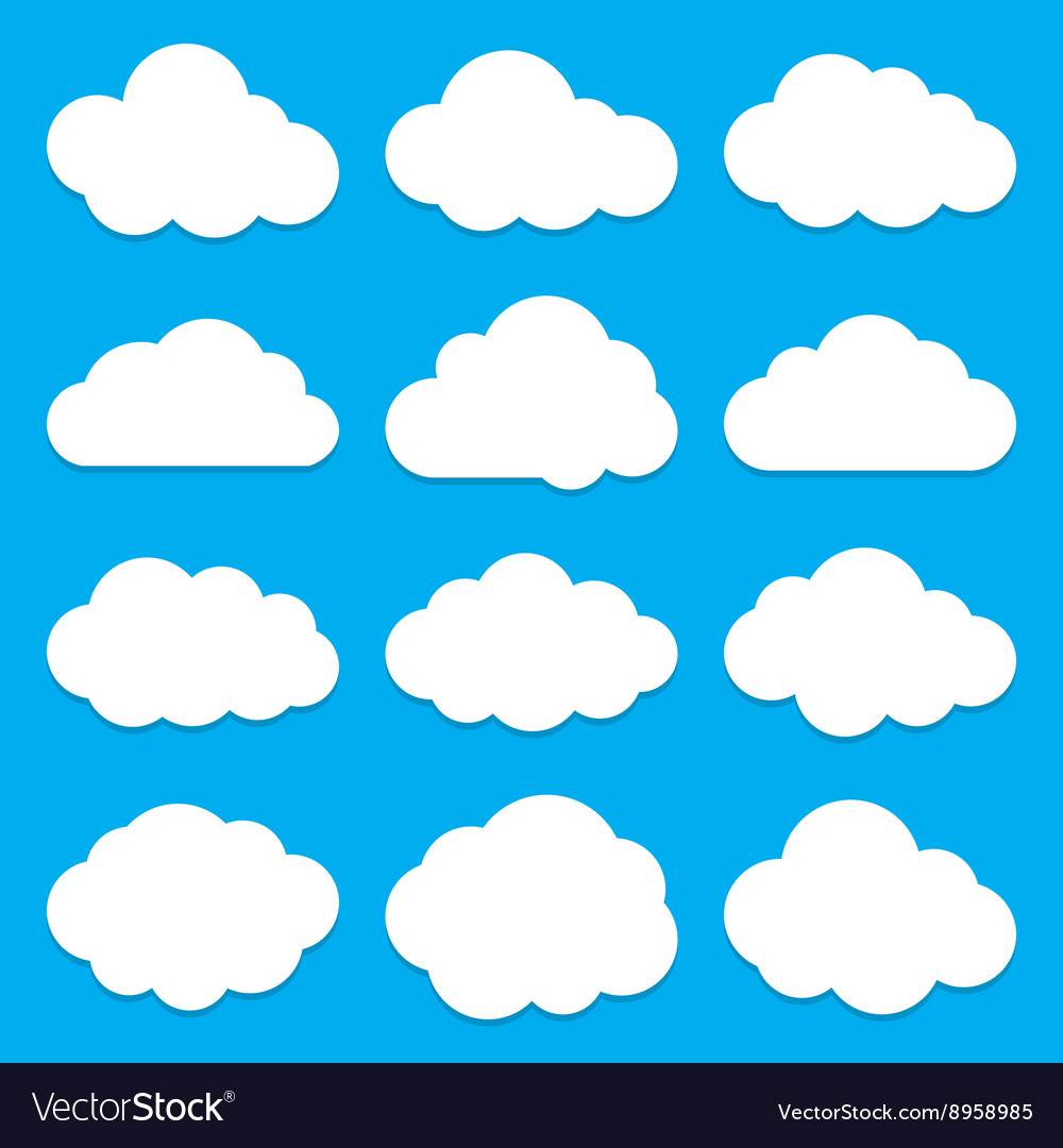 Cloud Shapes collection Set of Flat Cloud Icons Vector Image