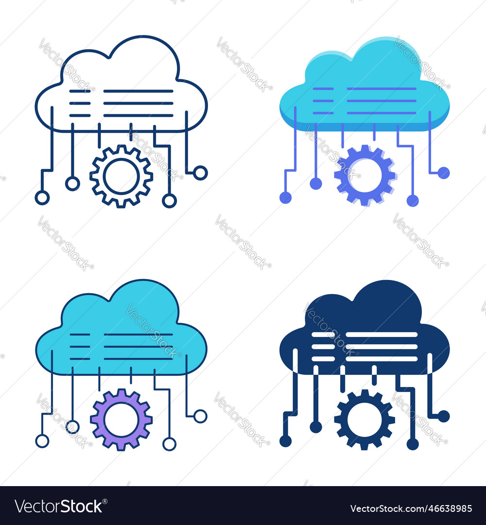 Cloud technologies icon set in flat and line style