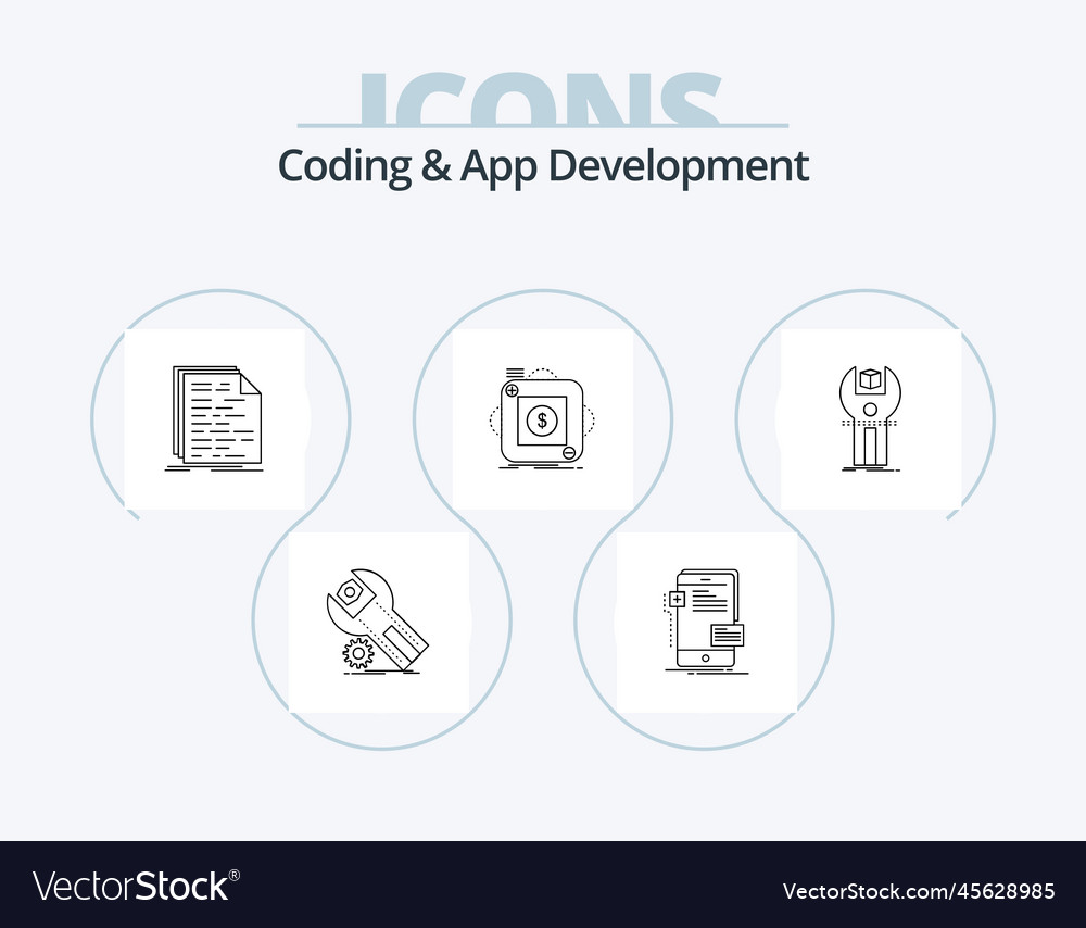 Kodierung und App-Entwicklung Linie Icon Pack 5