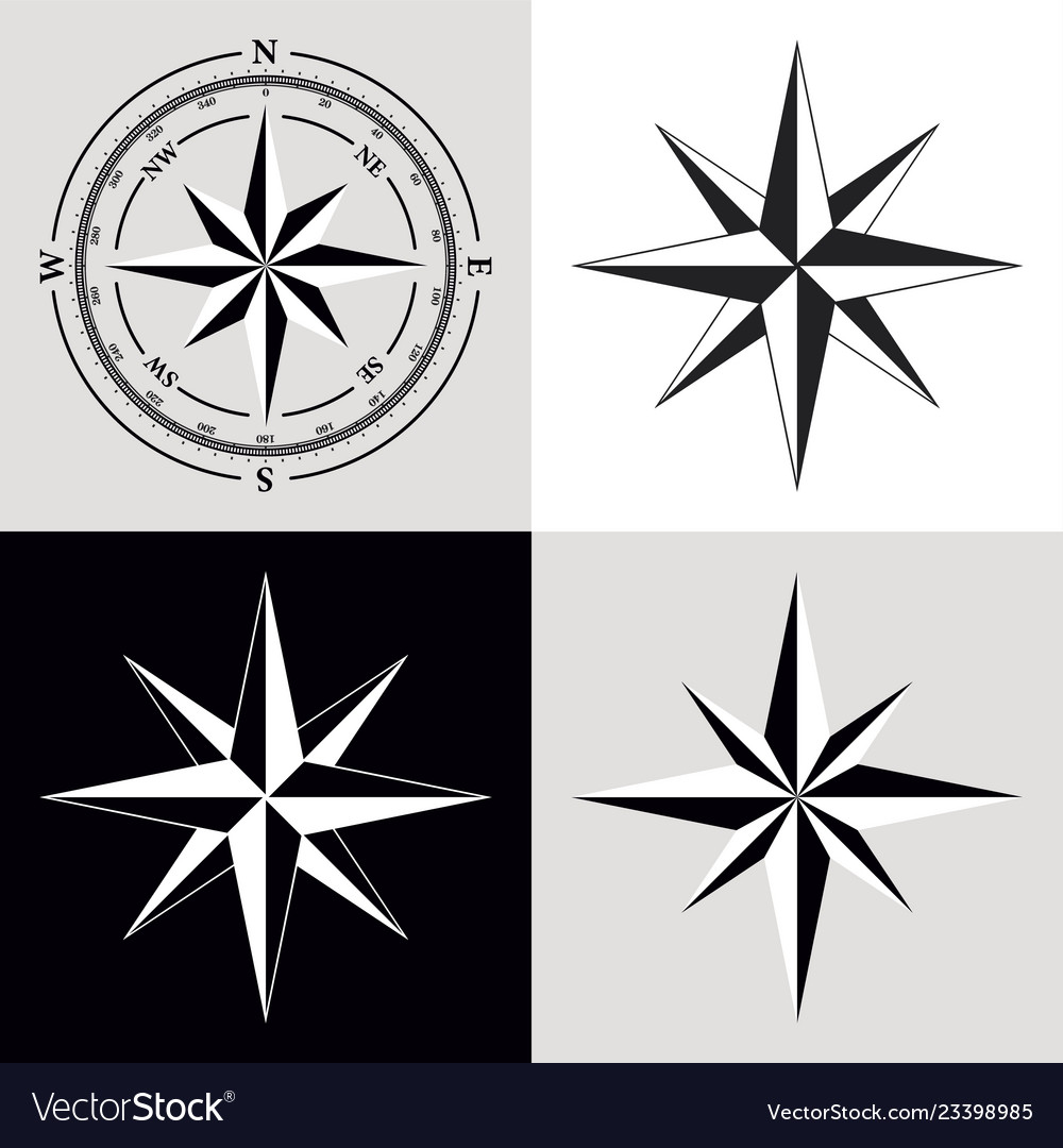 Dial compas and rose of wind set vector image Dial compas and rose of wind set