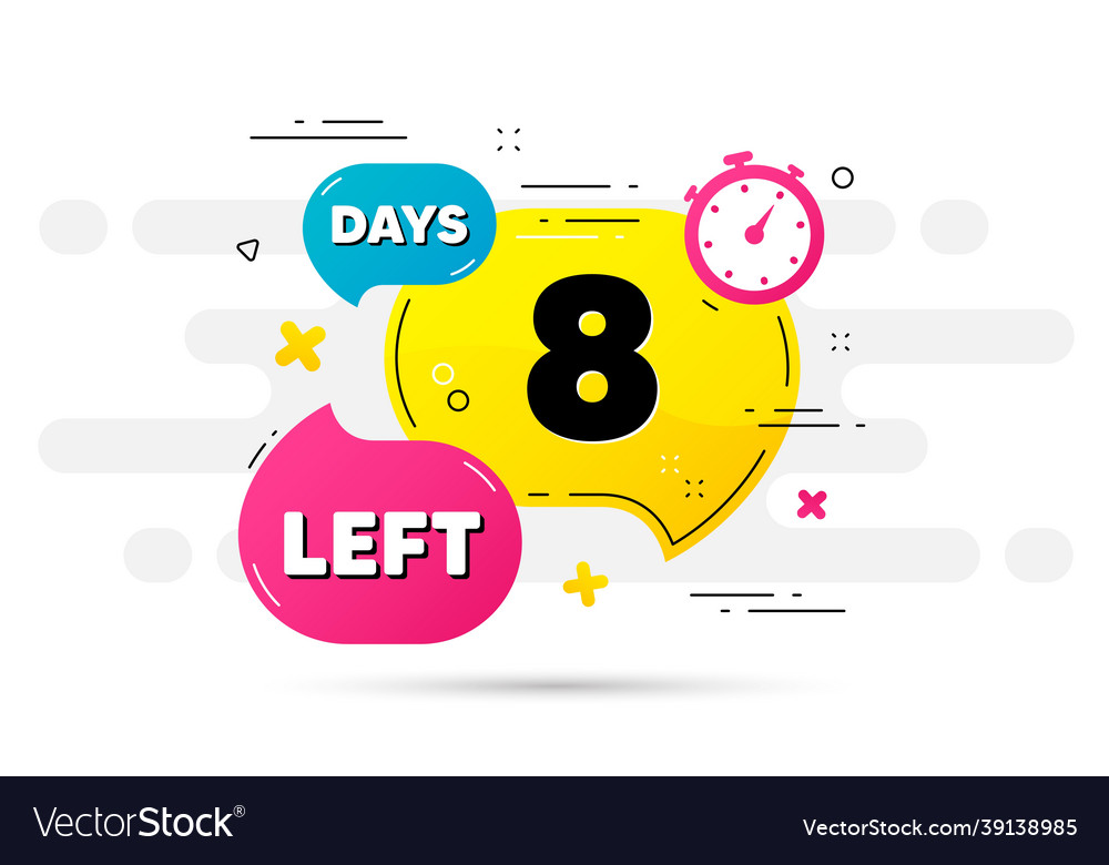 Eight Days Left Icon 8 Days To Go Royalty Free Vector Image