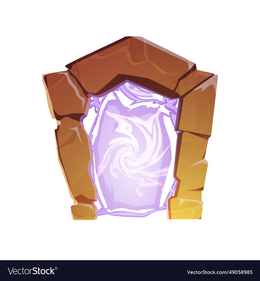 Futuristic game portal in stone frame