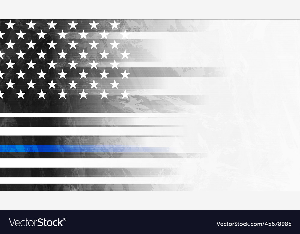 Grunge black usa flag with blue stripe Royalty Free Vector