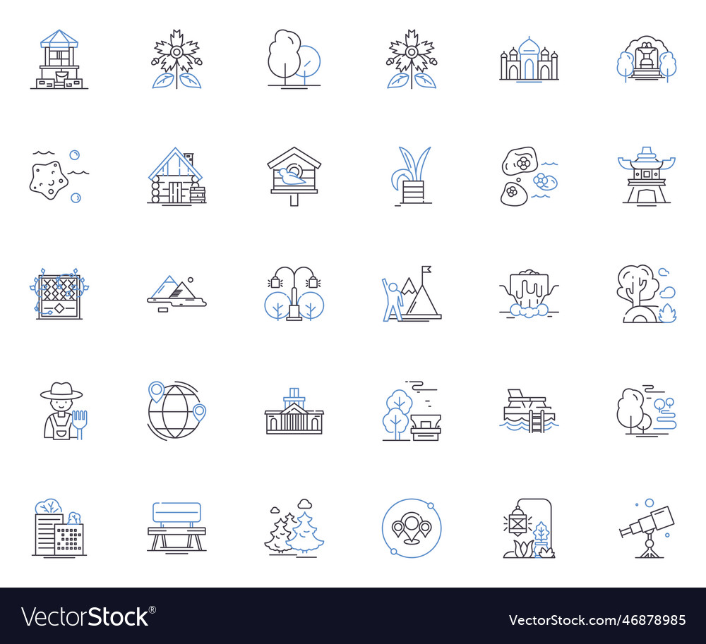 Metropolitan squares line icons collection urban Vector Image