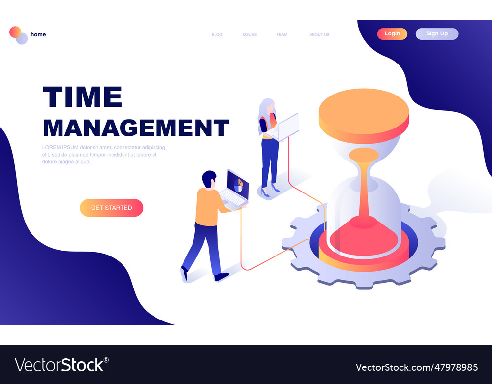 Modern flat design isometric concept of time