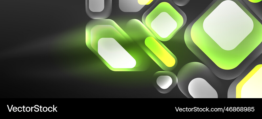 Neon lines squares and round shapes abstract Vector Image