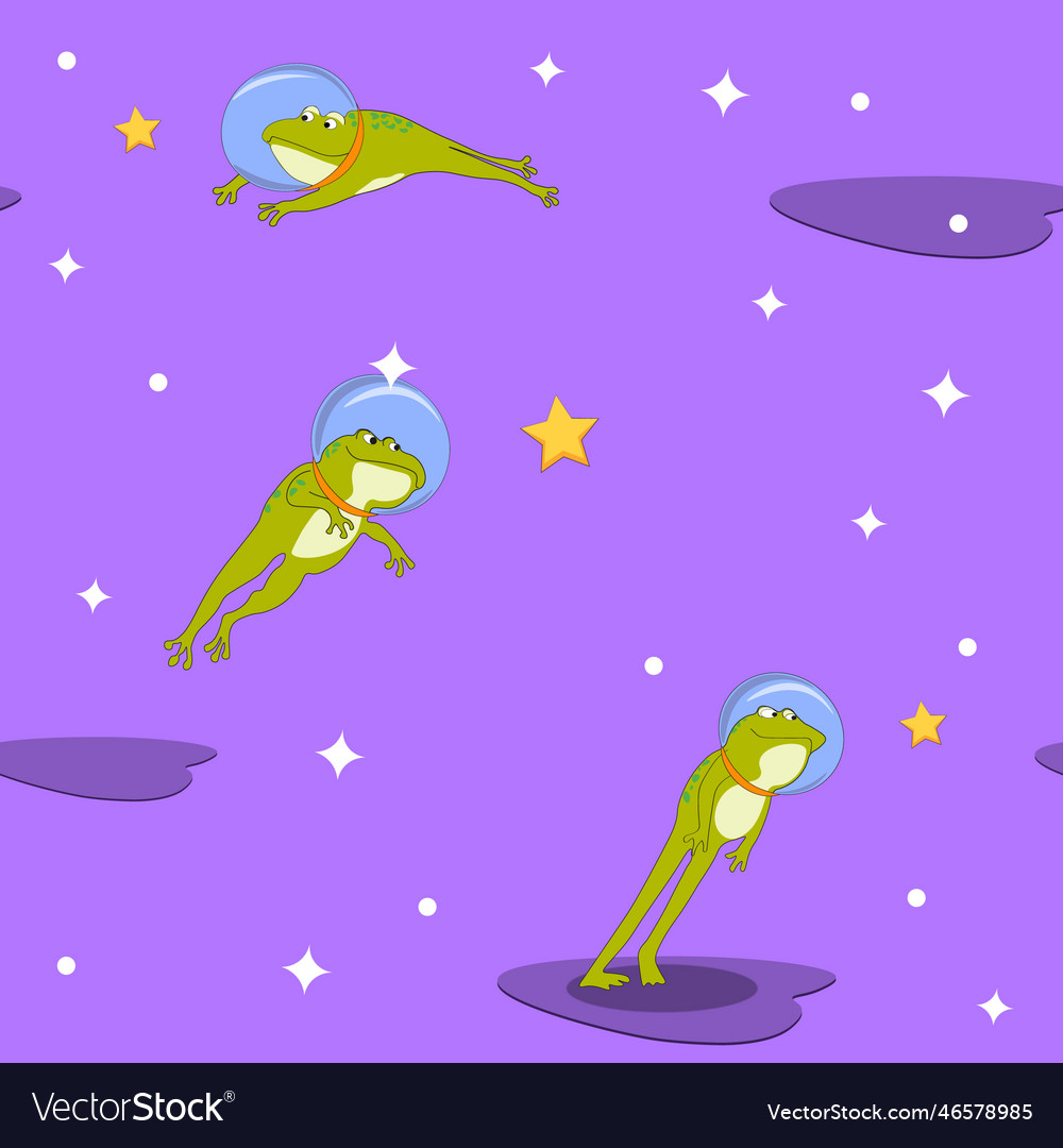 Seamless pattern frogs in space