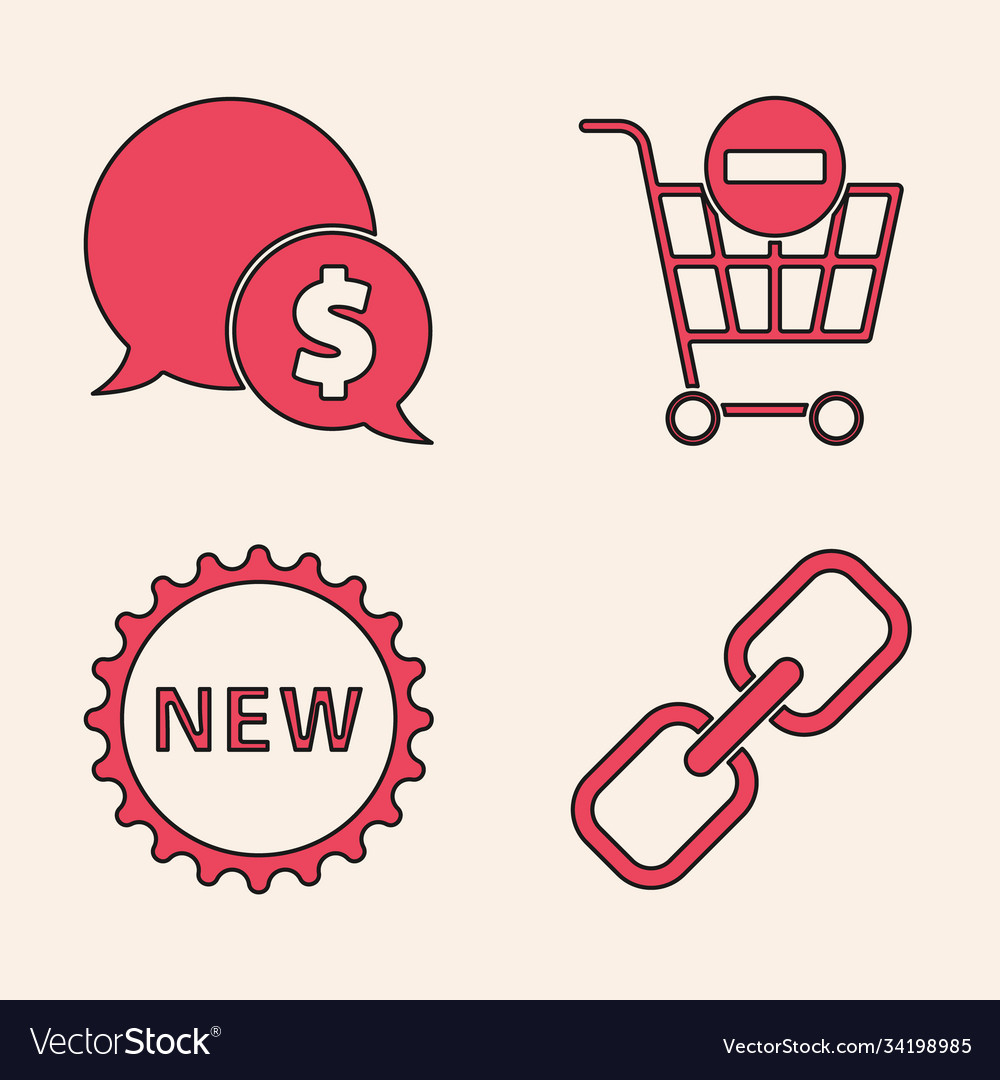 Set chain link speech bubble with dollar remove