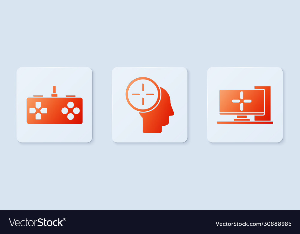 Set head hunting concept gamepad and computer