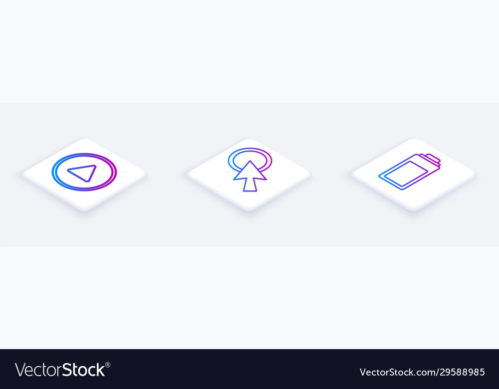 Set isometric line play in circle arrow cursor vector image Set isometric line play in circle arrow cursor