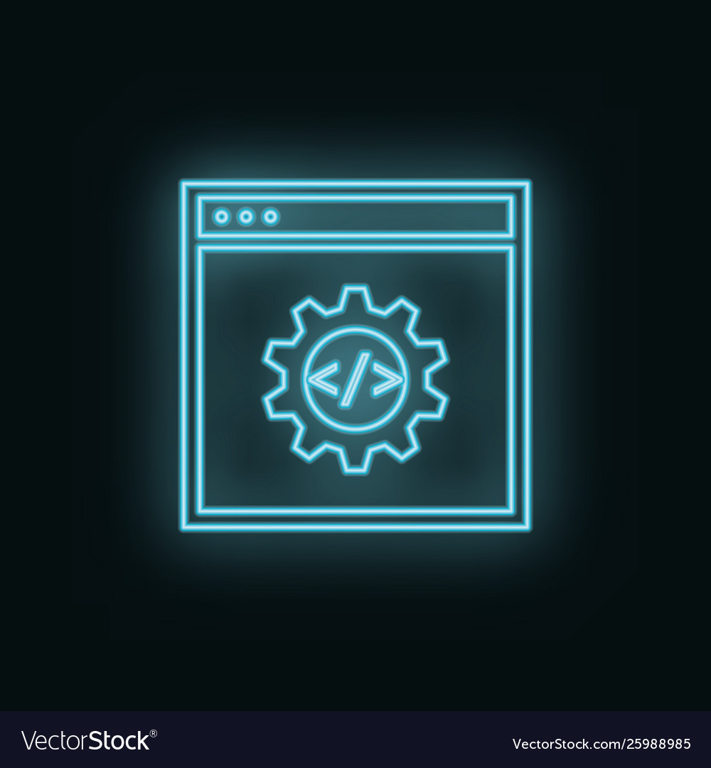 Site setting neon icon web development vector image Site setting neon icon web development