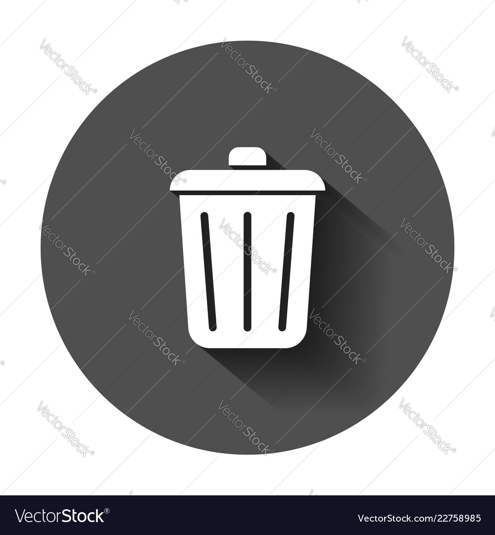 Trash bin garbage icon in flat style bucket vector image Trash bin garbage icon in flat style bucket