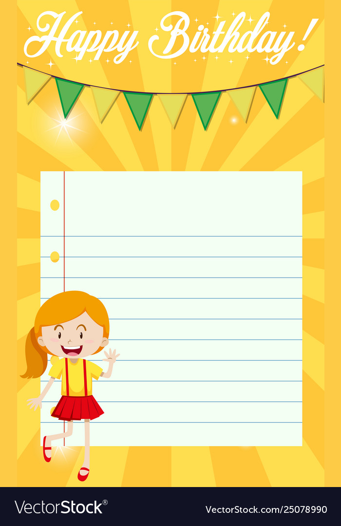 A birthday note templae Royalty Free Vector Image