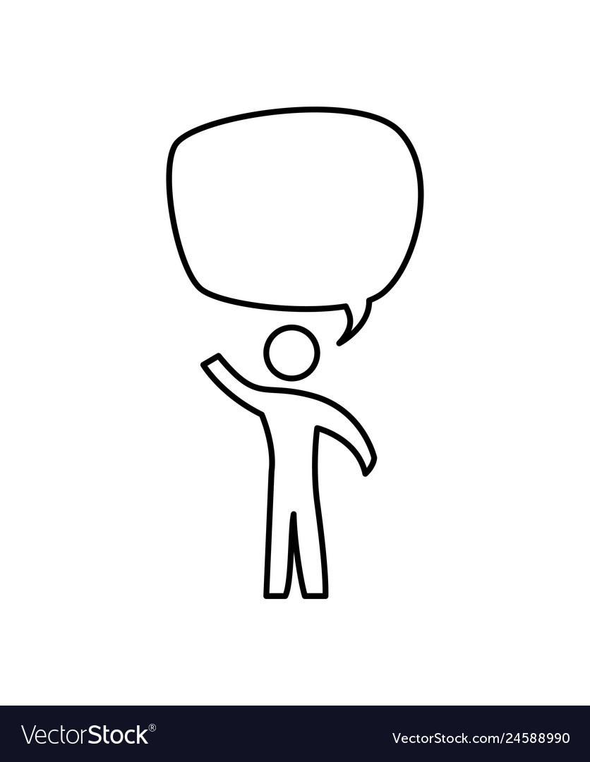 Human figure silhouette with speech bubble Vector Image